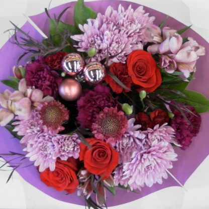 Plum Fun Holiday cut flower bouquet