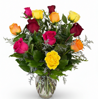 Mixed Colour Rose Vase (FA26-12C)